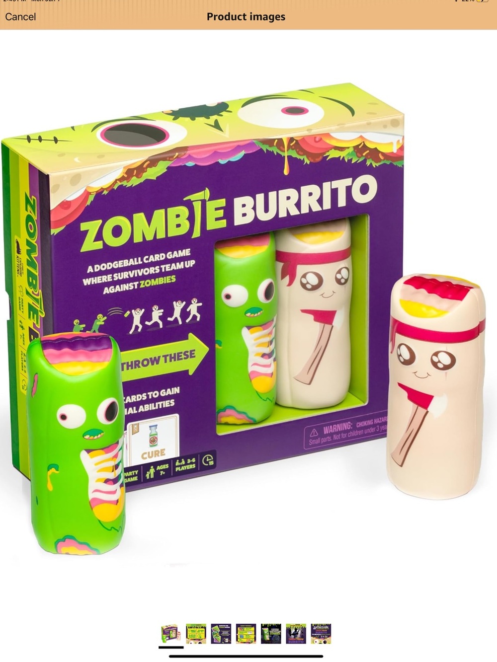 Zombie Burrito Dodge Game Plush Set - Green & Cream